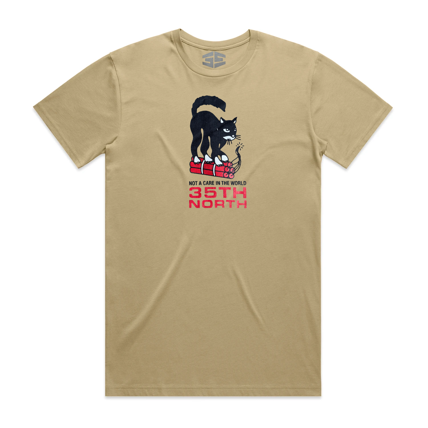 35th North "Not A Care" T-Shirt - Khaki