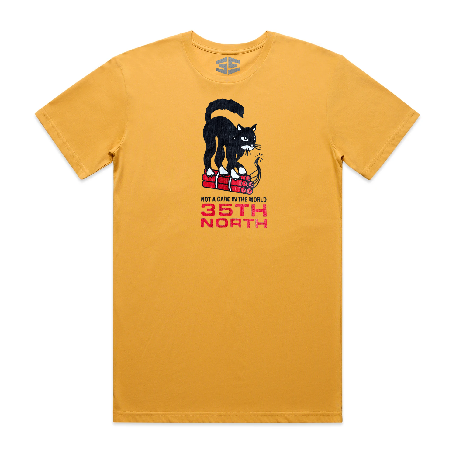 35th North "Not A Care" T-Shirt - Yellow Mustard