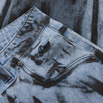 Dime Relaxed Denim Pants - Light Blue (Black Paint)