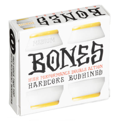 Bones skateboard bushings in various sizes and colors, close-up of the soft urethane bushings for skateboard trucks.