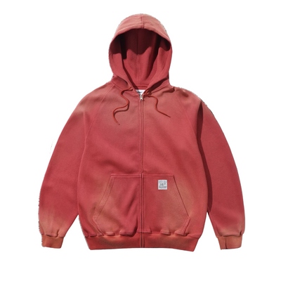 Butter Goods Faded Waffle Zip-Thru Hood - Washed Red