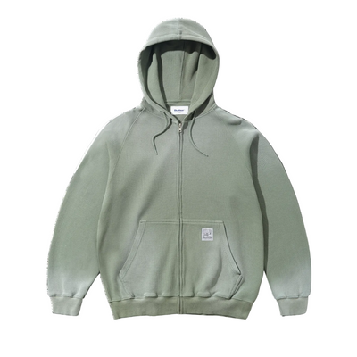 Butter Goods Faded Waffle Zip-Thru Hood - Washed Sage