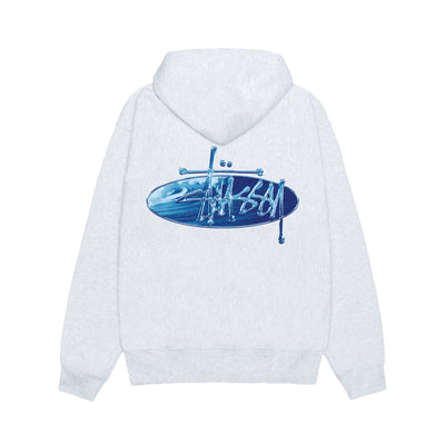 Stussy Wave Oval Hoodie - Ash Heather