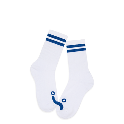 Polar Skate Co Rib Socks | Long | Happy Sad - White/Navy