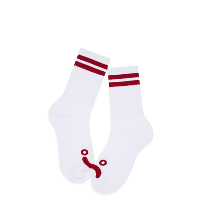 Polar Skate Co Rib Socks | Happy Sad - White/Red
