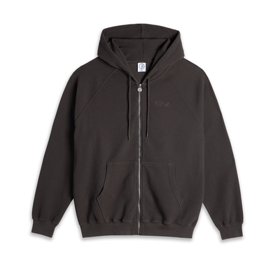 Polar Skate Co Waffle Zip Hoodie - Dirty Black