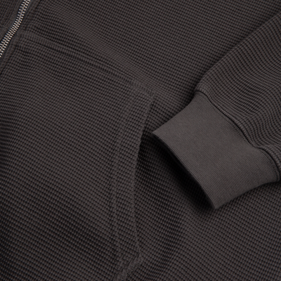 Polar Skate Co Waffle Zip Hoodie - Dirty Black