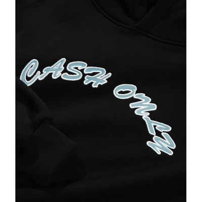 Cash Only Ripstop Logo Applique Pullover Hood - Black