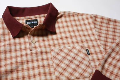 Theories E.S.P. Long Sleeve Polo - Peach & Burgundy