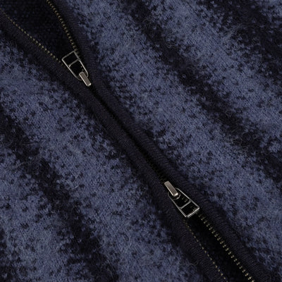 Dime Mohair Striped Zip Hoodie - Blue