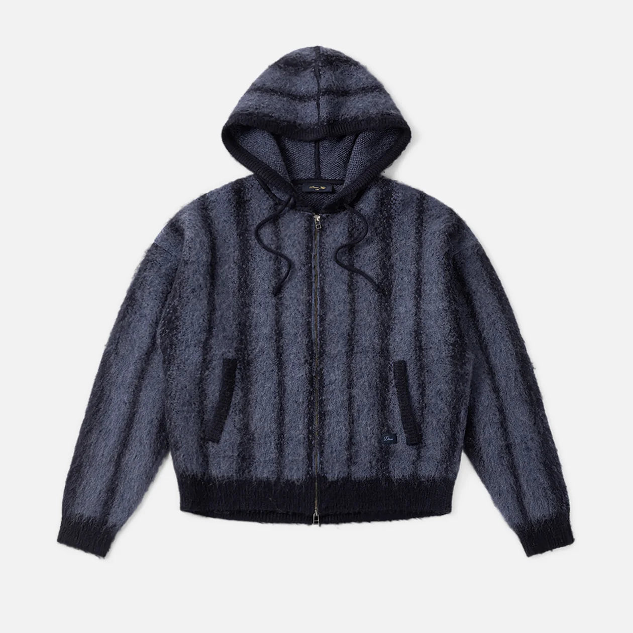 Dime Mohair Striped Zip Hoodie - Blue