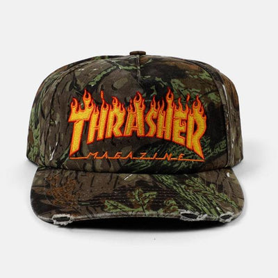 Thrasher Flame Distressed Snapback - Camo