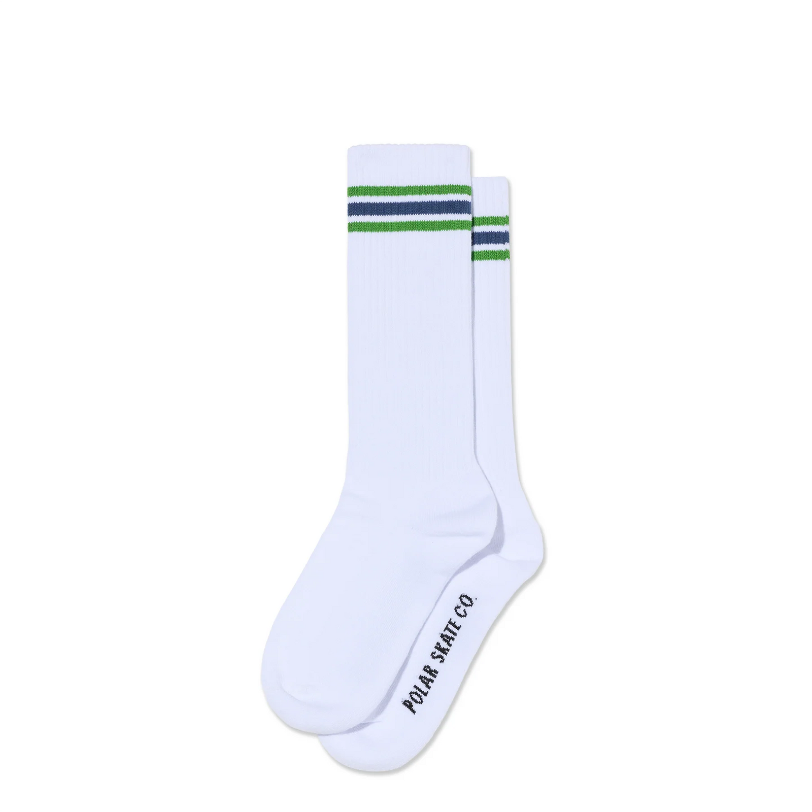 Polar Rib Socks Long Stripe - White/Green/Blue