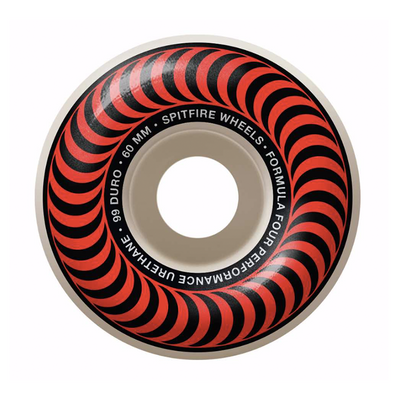 Spitfire Formula Four Classic 99a wheels for skateboards, shown in black with logo design on the side.