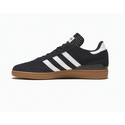 Adidas Busenitz Pro black and gum skate shoes with side view showing classic design and durable materials.
