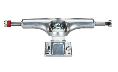 Polished Ace AF1 skateboard trucks with clean metal finish, showcasing their sturdy construction and sleek design.