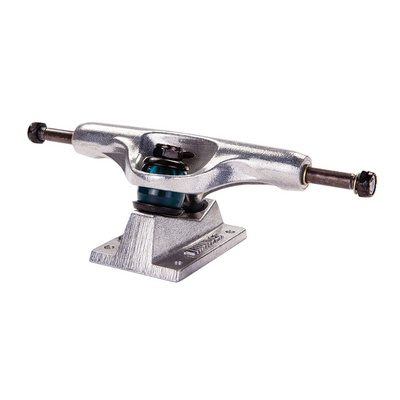 Silver Thunder Polished Trucks for skateboards, showcasing shiny metal trucks with a sleek, polished finish and sturdy construction.