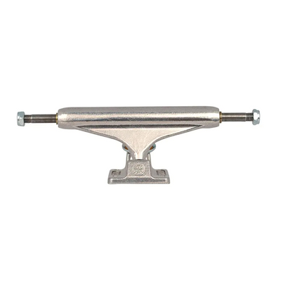Silver Independent Stage 11 polished skateboard trucks with clean, shiny finish and detailed mounting hardware visible.
