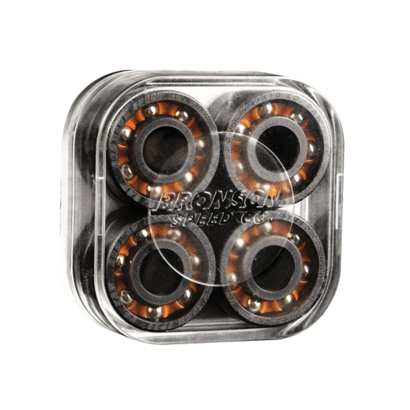 Bronson Raw Shieldless Bearings showing metal balls and inner race for skateboard or roller skate application.